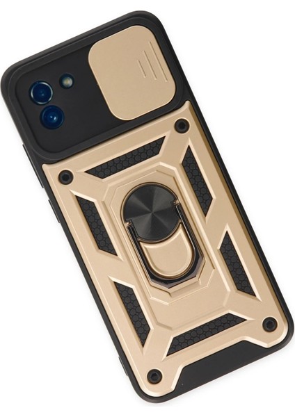 Samsung Galaxy A03 Kılıf Pars Lens Yüzüklü Silikon - Gold Arbkd modelleri