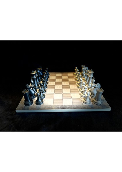 Premium Satranç Takımı Platin Tabla