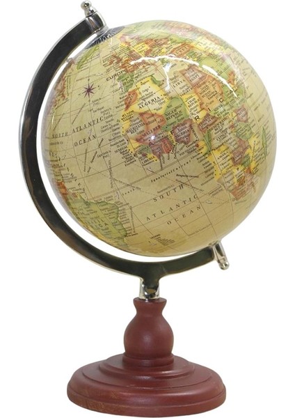 Ayaklı Dünya Küre Ev Ofis Masa Dekoru Döner Dünya Küre Sarı Modern Harita 23X35CM