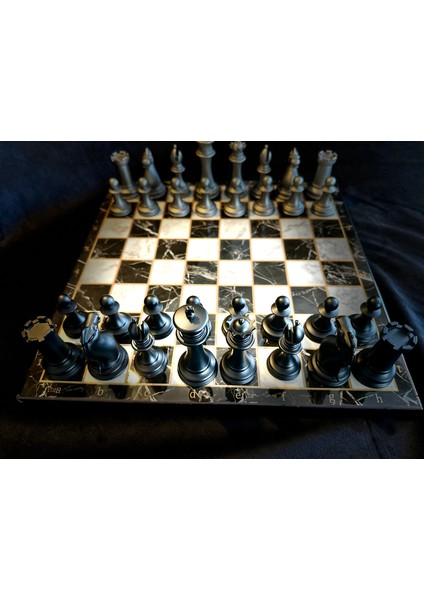 Premium Satranç Takımı Gri Tabla