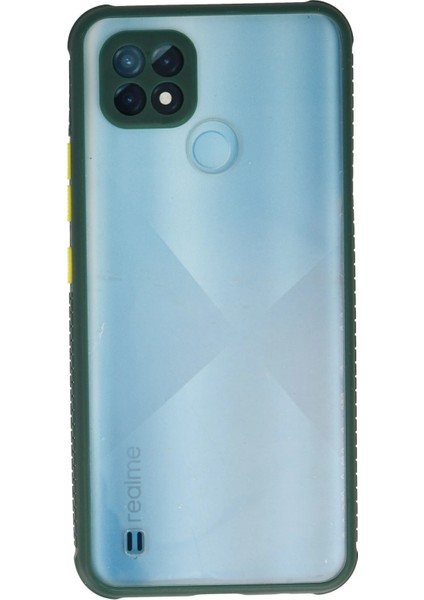 Realme C21 Kılıf Miami Şeffaf Silikon - Koyu Yeşil Arbkd
