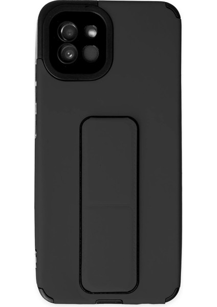 Samsung Galaxy A03 Kılıf Mega Standlı Silikon - Siyah Arbkd