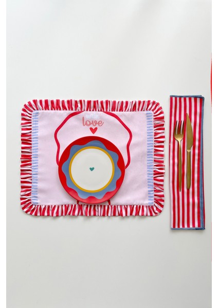 Fırfırlı, Desenli, Dijital Baskılı, Renkli, Çizgili, Amerikan Servis 35X45 cm (1 Adet)