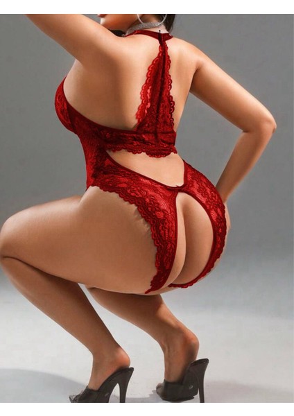 Özel Bölgesi Açık Dantel Body