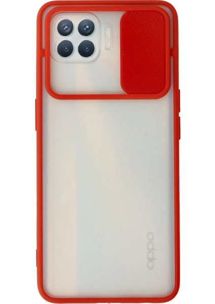 Reno 4 Lite Kılıf Palm Buzlu Kamera Sürgülü Silikon - Kırmızı Arbkd
