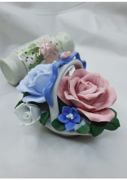 Miniminal Renkli Çiçek Sepeti Dekoratif Biblo