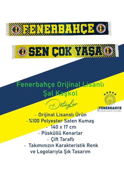 Orijinal Lisanslı Sen Çok Yaşa Fenerbahçe Şal Atkı ve Bileklik Set Kanarya Baskılı Ahşap Kutulu modelleri