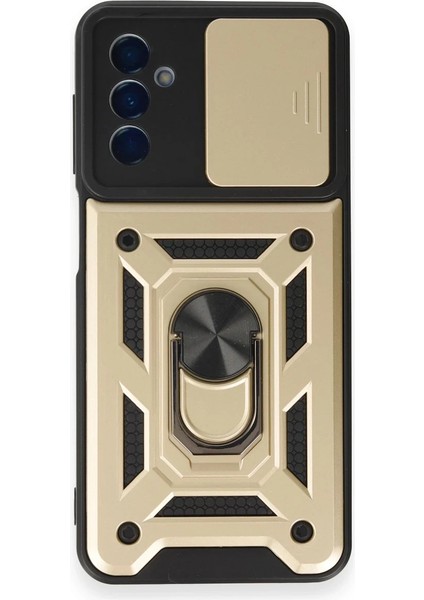 Samsung Galaxy M14 5g Kılıf Pars Lens Yüzüklü Silikon - Gold Arbkd