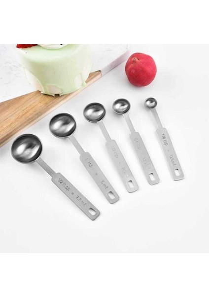 Paslanmaz Çelik 5'li Ölçü Kaşık Seti, Ev Kullanımı Için Şık ve Dayanıklı.