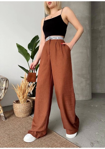 Flamlı Kahve Pantolon modelleri