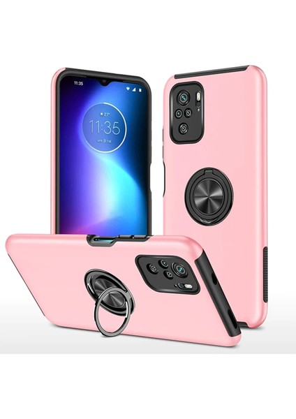 Xiaomi Poco F3 Kılıf Elit Yüzüklü Kapak - Pembe Arbkd
