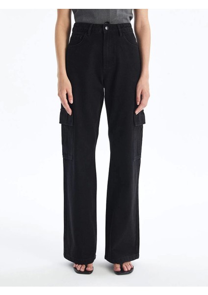 Kargo Cep Jeans Pantolon Siyah