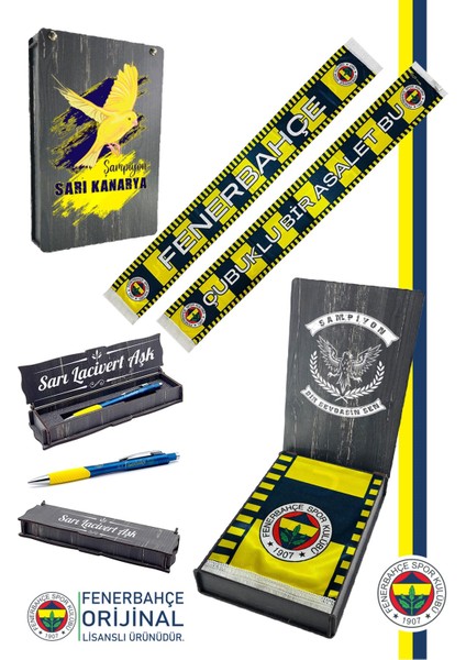 Orijinal Lisanslı Çubuklu Bir Asalet Saten Şal Atkı + Uçlu Kalem Set Hediyelik Ahşap Kutulu