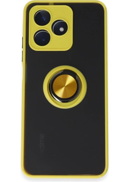 Realme C53 Kılıf Montreal Yüzüklü Silikon Kapak - Sarı Arbkd