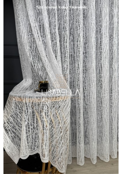 Kabuğun Işıltısı Ağır Gramajlı Örme Tül (1x2 Pile Dikişli) Ütü Istemez.