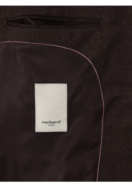 Erkek Kahverengi Slim Fit Yün Karışımlı Ceket 50292488-VR029