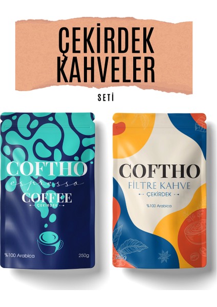 Çekirdek Kahveler Seti Filtre ve Espresso Kahve Arabica (Çekirdek) 2 x 250 G