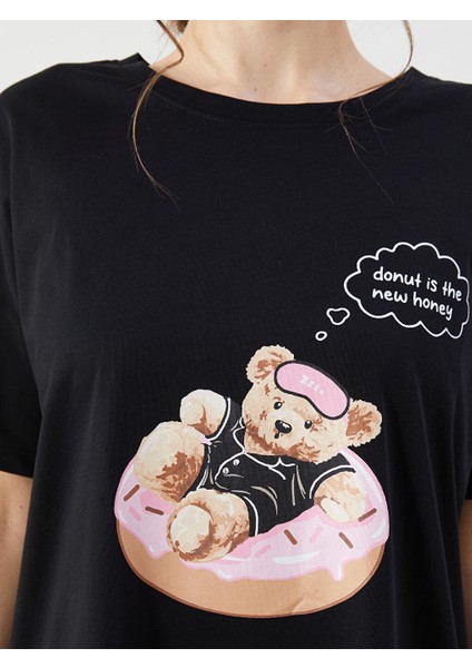 Yeni Sezon Bisiklet Yaka Ayi Teddy Baskili Kadin Gecelik - S5GT37Z8 modelleri