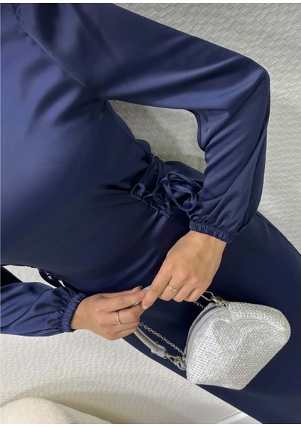 25Y61422 Elbise Abiye Zara Saten Yanları Bağcıklı - Rita - 25Y61422 - Lacı - 44 fiyatları