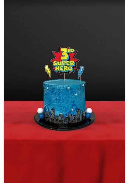 Süper Kahraman Temalı 3’lü 3 Yaş Pasta Süsü