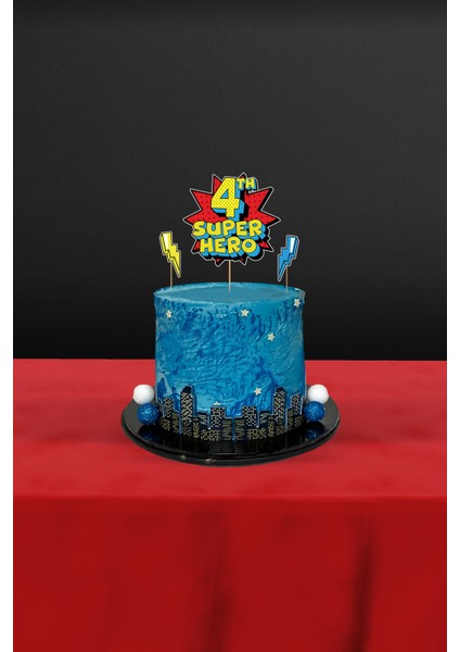 Süper Kahraman Temalı 3’lü 4 Yaş Pasta Süsü