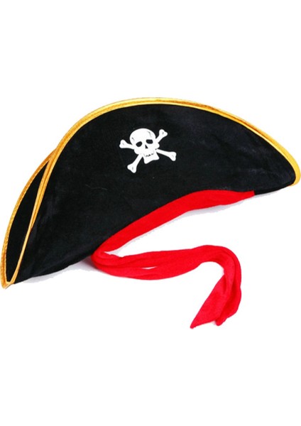 Kadife Kaptan Korsan Şapkası, 50X20 Cm, Yetişkin Boy, Siyah fiyatları