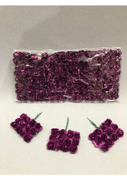 Mürdüm Renkli Kağıt Gül Dekoratif Şerit Aksesuar, 144 Lü Paket