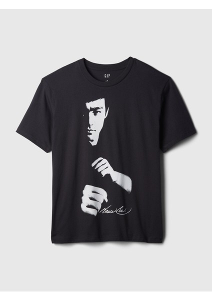 Erkek Siyah Bruce Lee Grafikli T-Shirt modelleri