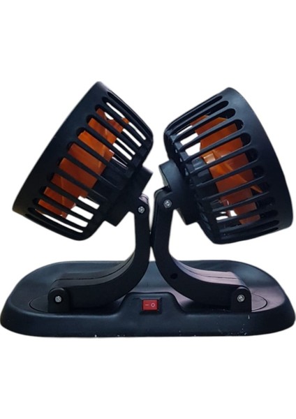 2 Kademeli Çift Başlı 360 ° Dönebilen Araç Fanı 12V USB Girişli Oto Fan Vantilatör