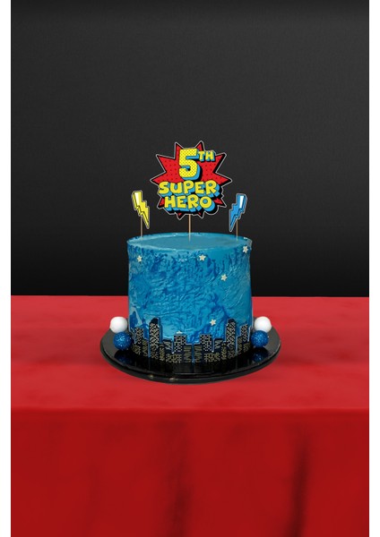 Süper Kahraman Temalı 3’lü 5 Yaş Pasta Süsü