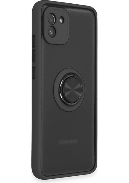 Samsung Galaxy A03 Kılıf Montreal Yüzüklü Silikon Kapak - Siyah Arbkd fiyatları