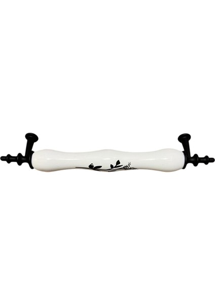 Porselen Kulp Zeytindalı Desenli 128MM(12.8CM) Ayakları Krom -Siyah Mobilya Çekmece Kapak Kulbu modelleri