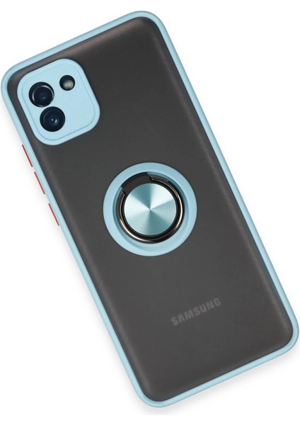 Samsung Galaxy A03 Kılıf Montreal Yüzüklü Silikon Kapak - Buz Mavi Arbkd modelleri