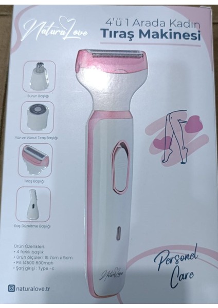 Beyaz Çok Fonksiyonlu Kadın Traş Makinesi 4'ü Bir Arada