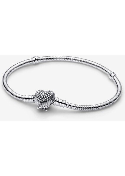 Pandora Kalp Kanatlı Tokalı Yılan Zincir Bileklik 925 Ayar Gümüş