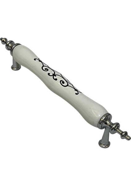 Porselen Kulp Siyah Osmanlı Desenli 128MM(12.8CM) Ayakları Krom Mobilya Çekmece Kapak Kulbu modelleri