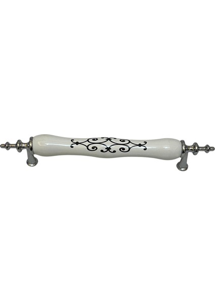 Porselen Kulp Siyah Osmanlı Desenli 128MM(12.8CM) Ayakları Krom Mobilya Çekmece Kapak Kulbu fırsatları