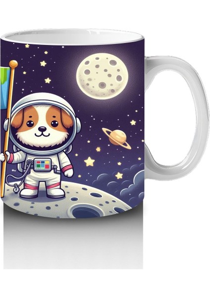 Çocuklara Sütü Sevdiren Uzay Kaşifi Sevimli Köpek Desenli Kupa Bardak modelleri