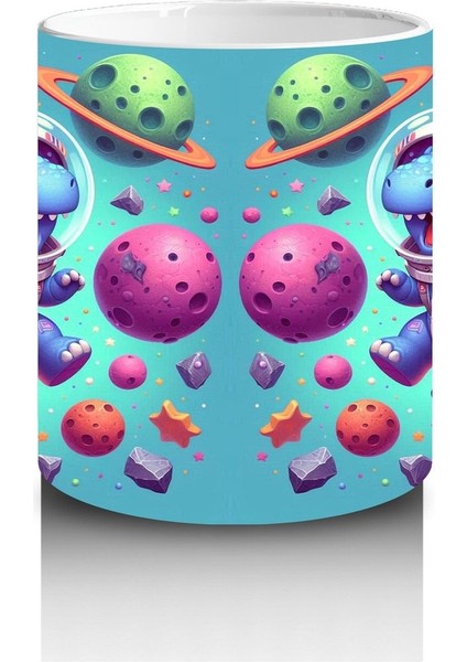 Çocuklara Sütü Sevdiren Roketli Uzay Dinozoru Desenli Kupa Bardak fiyatları