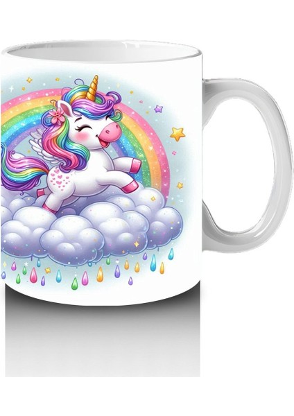 Çocuklara Sütü Sevdiren Gökyüzünde Parıldayan Unicorn Kupa Bardak modelleri