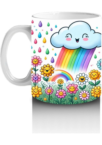 Çocuklara Sütü Sevdiren Gökyüzü Çiçek Yağmuru Kupa Bardak