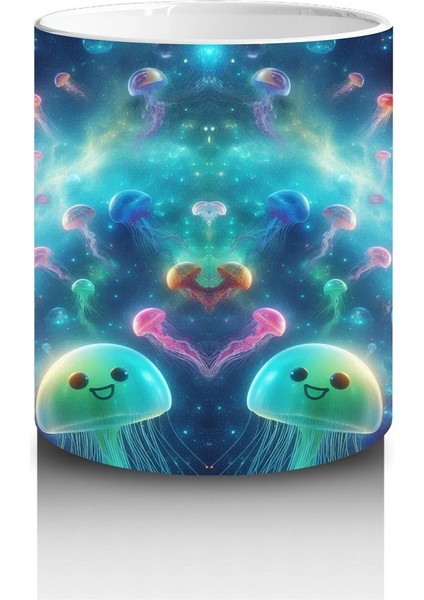 Çocuklara Sütü Sevdiren Uzayda Uçan Ayıcıklar ve Işıltılı Deniz Canlıları Desenli Kupa Bardak fiyatları