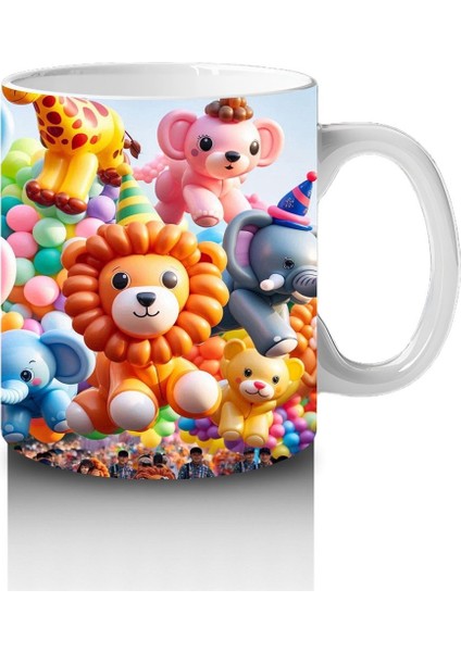 Çocuklara Sütü Sevdiren Renkli Balon Hayvanlar Desenli Kupa Bardak modelleri