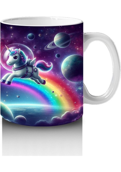 Çocuklara Sütü Sevdiren Astronot Gökkuşağı Unicorn Kupa Bardak modelleri