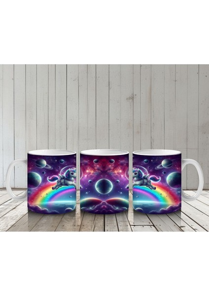 Çocuklara Sütü Sevdiren Astronot Gökkuşağı Unicorn Kupa Bardak indirimleri