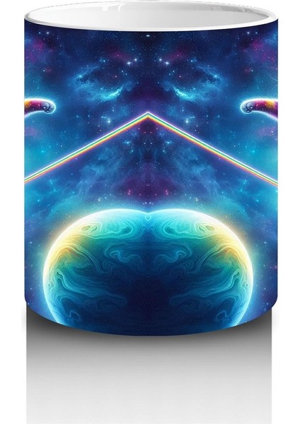 Çocuklara Sütü Sevdiren Uzayda Ip Üstünde Yürüyen Gökkuşağı Kedisi Desenli Kupa Bardak fiyatları