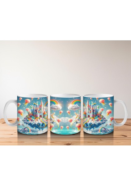 Çocuklara Sütü Sevdiren Balonlu Gökkuşağı Şatosu Kupa Bardak fırsatları