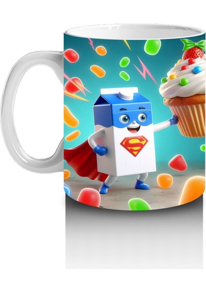 Çocuklara Sütü Sevdiren Şeker Robotlu Cupcake Kupa Bardak