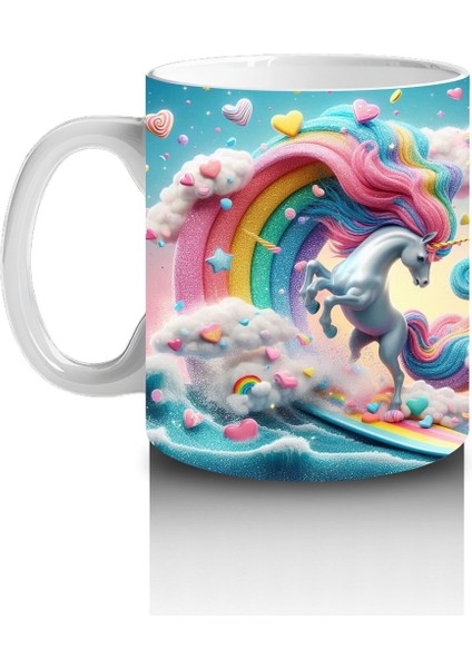 Çocuklara Sütü Sevdiren Gökkuşağı Dalga Şöleni Kupa Bardak