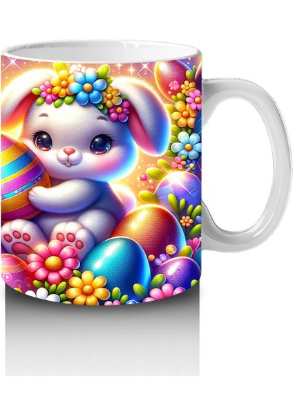 Çocuklara Sütü Sevdiren Çiçek Taclı Paskalya Tavşanı Kupa Bardak modelleri